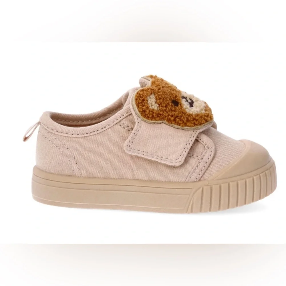 NWT Wonder Nation‎ Teddy Bear Sneakers Infant Boys Size 5 Hook&Loop Canvas Shoes